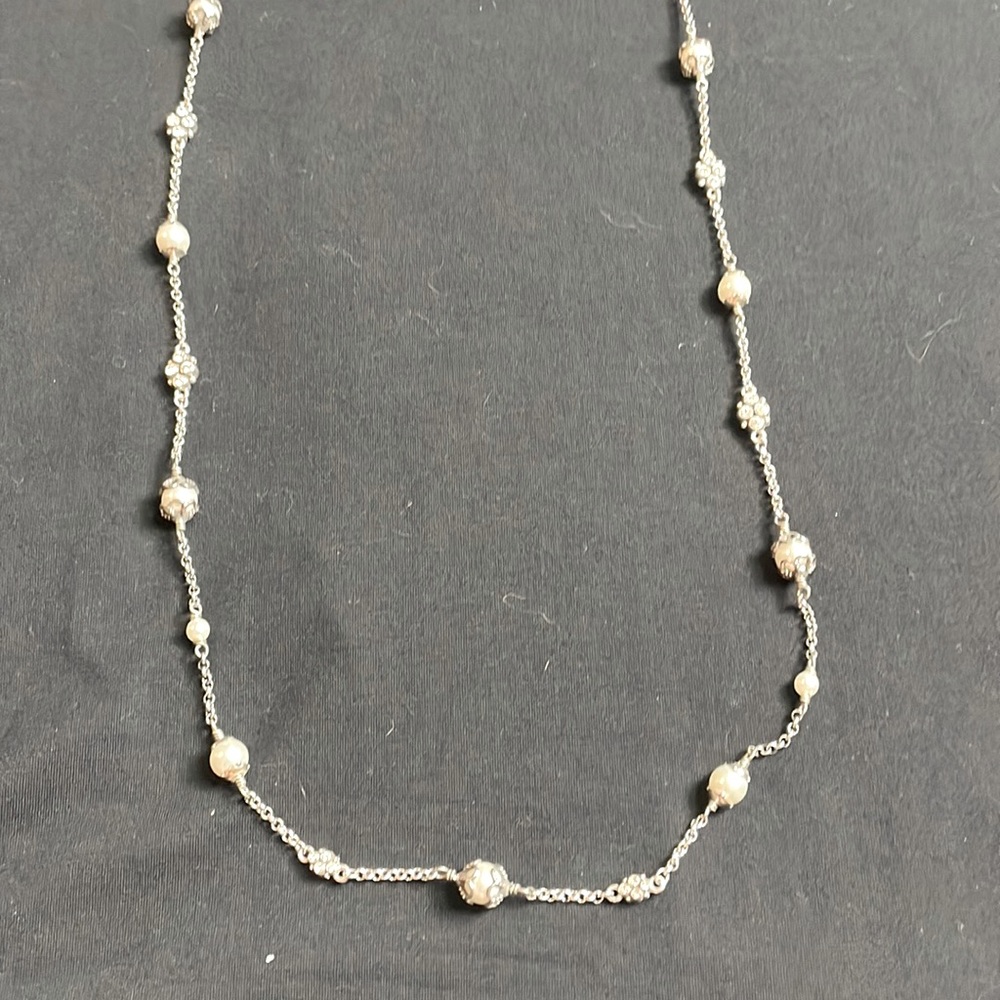 Brighton long pearl and crystal necklace